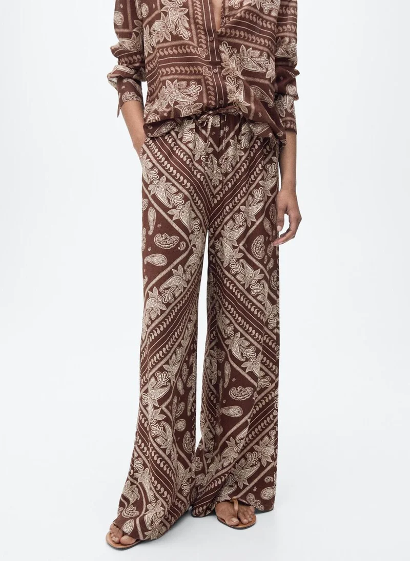 مانجو بنطلون واسع بطبعة بيزلي